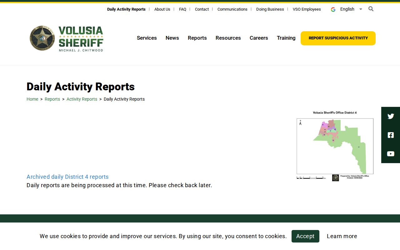 Volusia County District 4 report interface for Deltona arrests