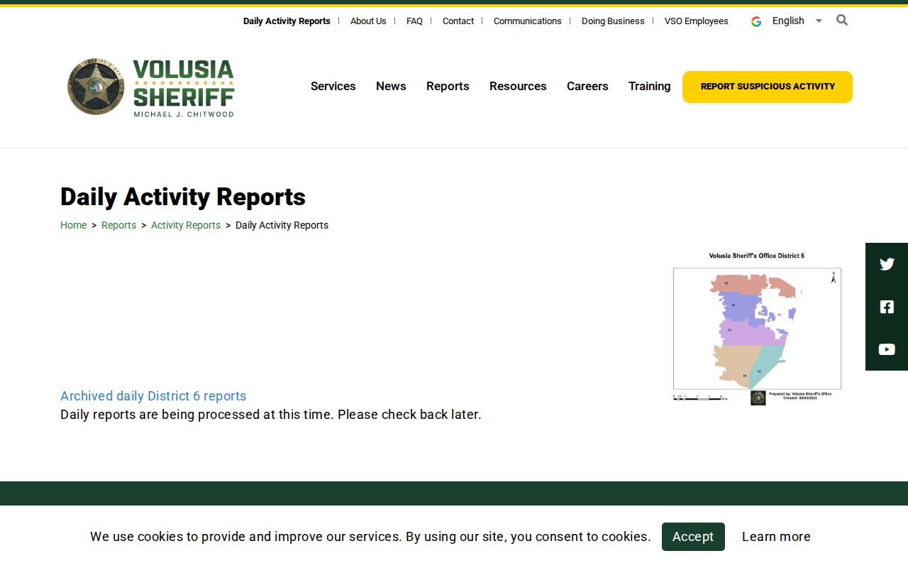 Volusia County arrest activity report fields