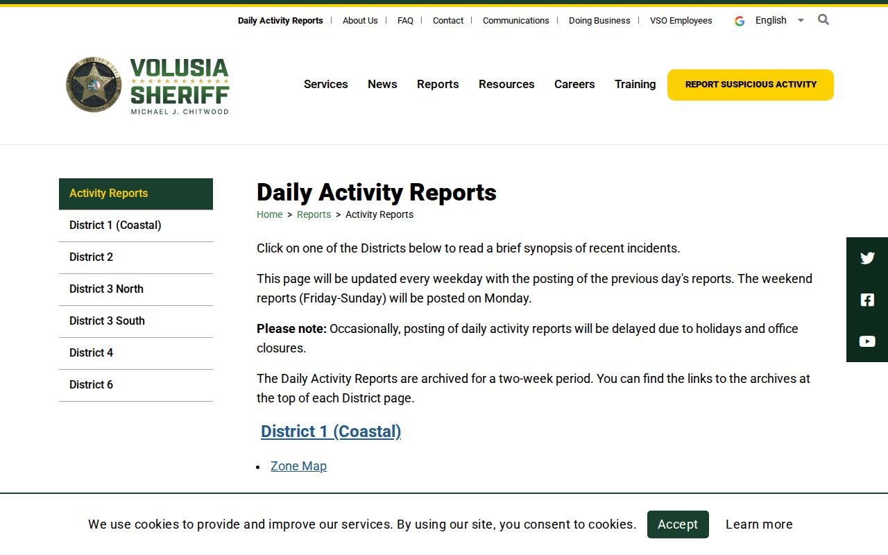 Volusia County weekly arrest log posting schedule