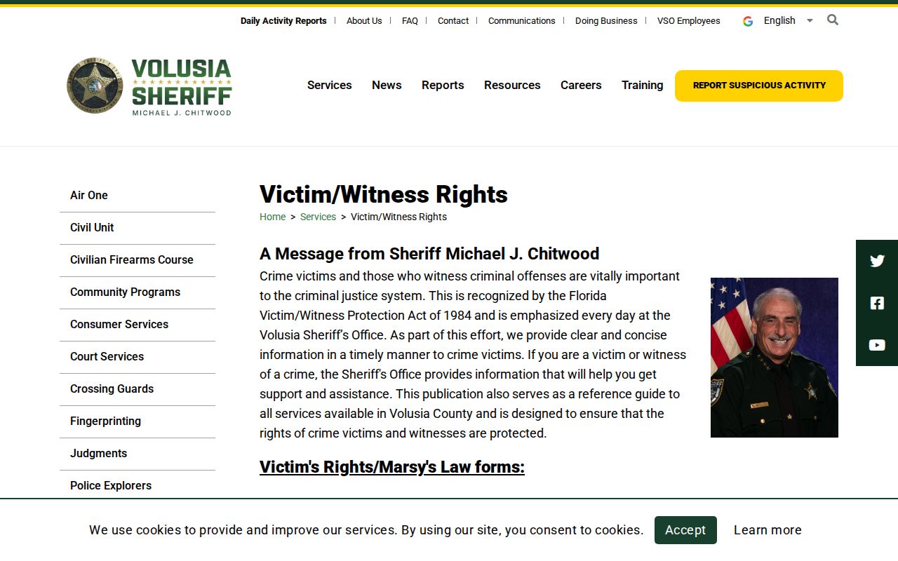 Volusia County VINELink arrest and custody referral